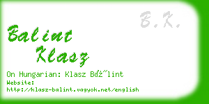 balint klasz business card